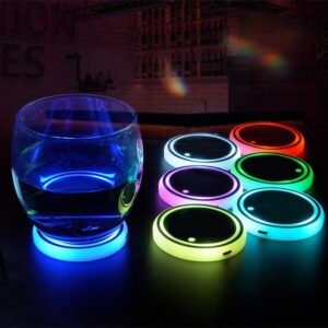 LED Cup Holder Coaster Light - Solar and USB